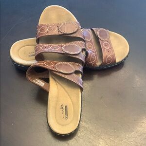 Clarks Brown Sandals with Decorative Straps